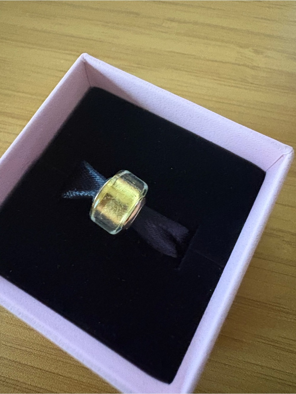 Pandora Gold Glass Spacer Charm - Shiny Gold Tone - Picture 4 of 4